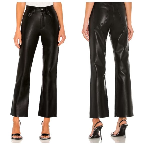 NWT AGOLDE Recycled Leather Mid Rise Relaxed Boot Pants - Picture 7 of 16